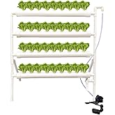 ELITE BAY 36-Pod Hydroponic Plant Growing System – PVC Vertical Soilless Indoor/Outdoor Garden Kit | White Tower with 36 Baskets, Sponges, AU/US Plug & Soft Tube | Ideal for Home Gardening