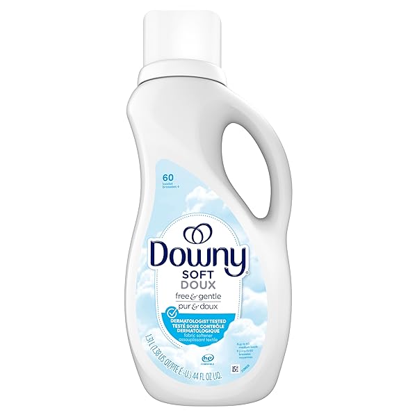 DOWNY FREE & GENTLE LIQUID FABRIC SOFTENER, 44 FL OZ, 60 LOADS, HYPOALLERGENIC, SENSITIVE SKIN FRIENDLY FABRIC CONDITIONER LIQUID