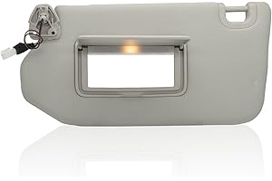 CRAZYPARTS Driver Left Side Sun Visor Replacement Compatible with2013-2018 Pathfinder 2014-17 Infiniti QX60 and 2013 Infiniti JX35 with Lamp & Mirror Replaces 96401-9PB0A 964009PB0A Color Grey