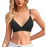 INIBUD Bralette for Women Triangle Cups Removable Padded Wire Free Pull On Closure