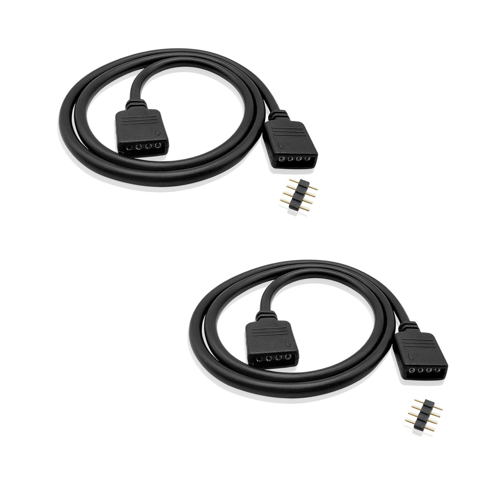iYueMps LED Strip Extension Cable 2 pcs 50cm 4 pin LED RGB Extension Cable with 10mm 4pin Male Connector for 5050 3528 2835 - Black — image 1