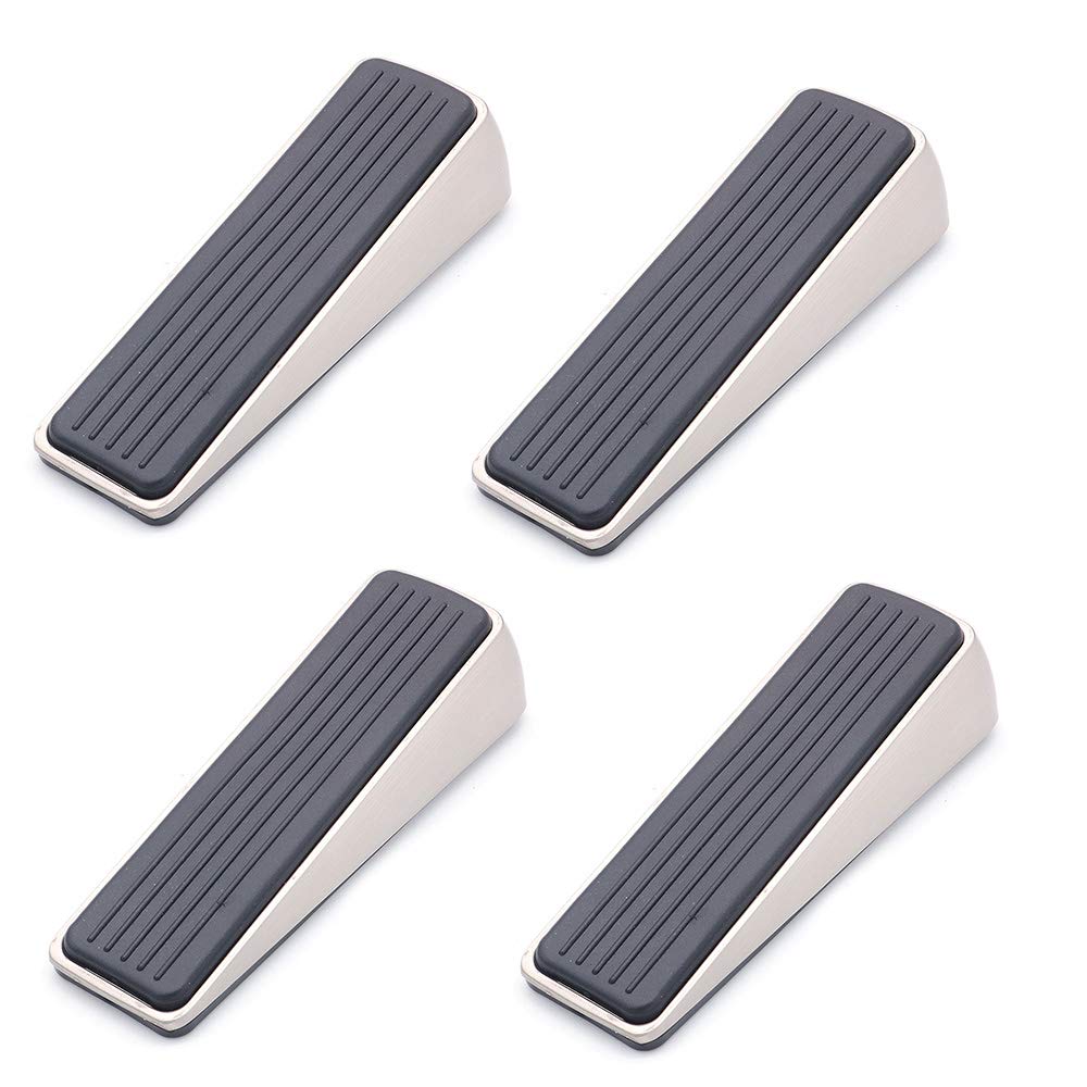 Set of 4 NUZAMAS Door Stop, Mounting Free, Zinc Alloy Made, Door Buffers with Rubber Protection, Non-Slip, Heavy Duty Metal Doorstop Stopper Bumper Buffer