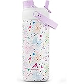 18 oz Kids Insulated Water Bottle: BPA-Free, Easy Clean, Keep Cold 24H, Leakproof, Stainless Steel Cup, Unique Patterns, Dual-Function Lid for School, Travel, Party, Playtime, Gift (Dotty Butterfly)