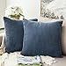 MIULEE Winter Pack of 2 Corduroy Soft Soild Decorative Square Throw Pillow Covers Set Cushion Cases Pillowcases for Sofa Bedroom Couch 18 x 18 Inch Navy Blue