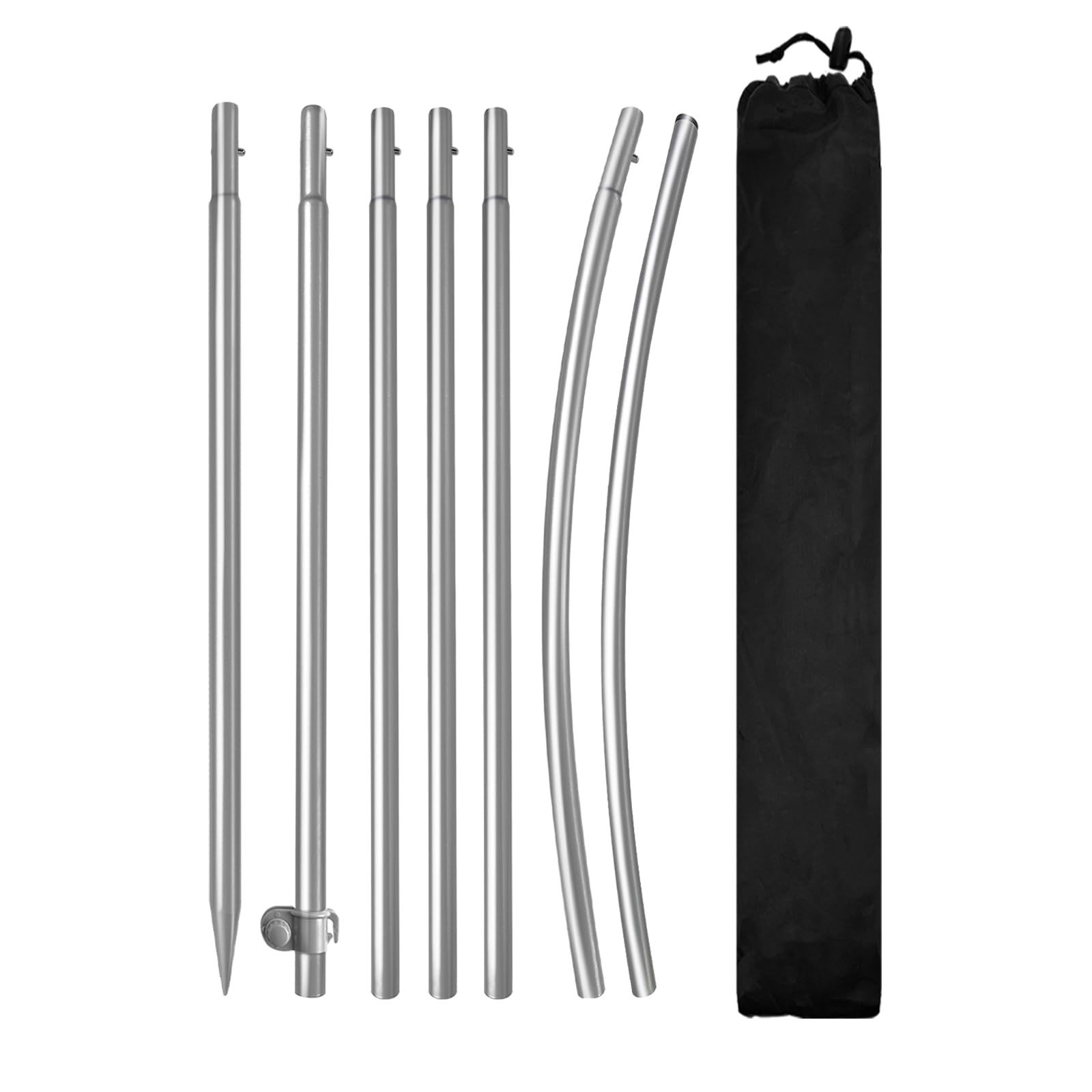 Photo 1 of QSUM 8FT Feather Flag Pole Kit, Stainless Steel Swooper Flagpole Fits 6FT Feather Flag, Durable Outdoor Advertising Flagpole for Business Display