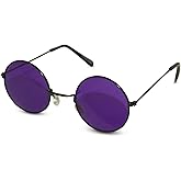 NEON NATION Circular Party Sunglasses Round Hippie Retro Shades with Colored Lenses