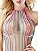 FasiCat Women Lingerie Rainbow Fishnet Babydoll Halter Stretch Chemise