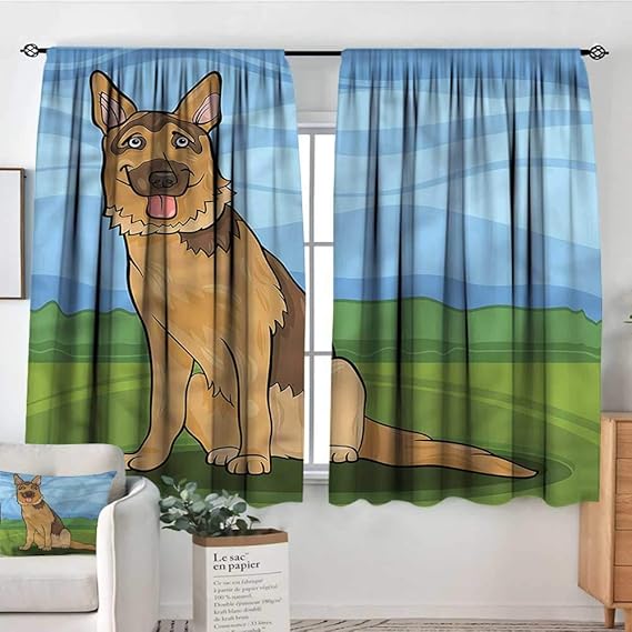 Sanring Pastor alemán, Cortinas de Fondo Verde Pradera 42 x 63 Pulgadas