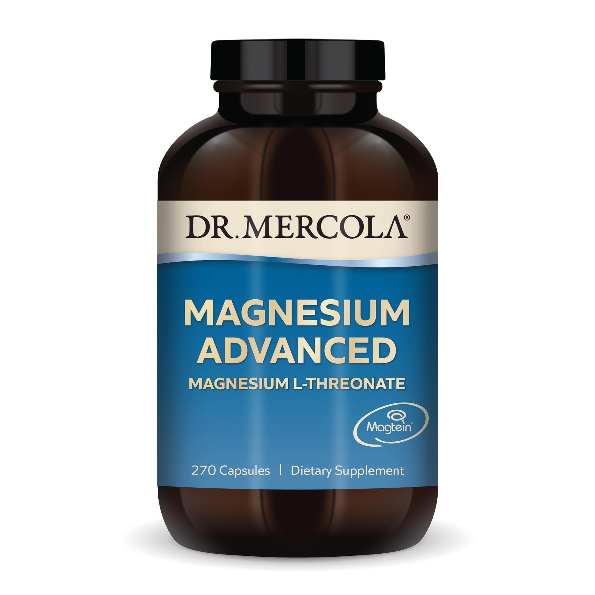 Dr. Mercola Magnesium L-Threonate Dietary Supplement, 2,000 mg Per Serving, 90 Servings (270 Capsules), Supports Bone Health, Non GMO, Soy Free, Gluten Free