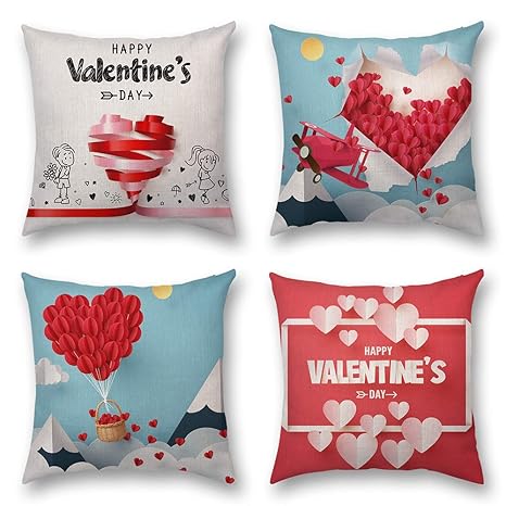 Buy Shenermay 4 Packs Valentine Throw Pillow Case Love Pink Heart
