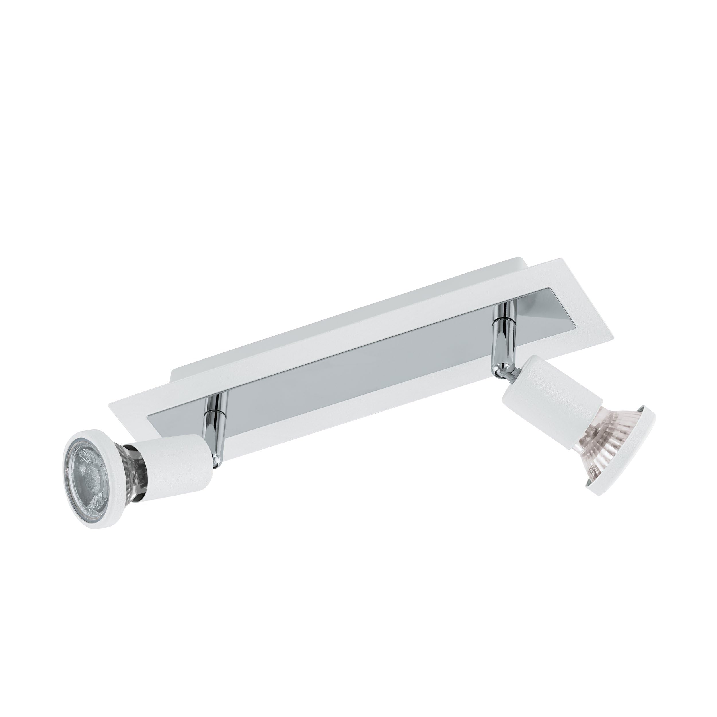 Eglo LED Ceiling Light Sarria, 2-Flame Ceiling Fixture, Metal Spotlight, Living Room lamp in White and Chrome, Spots with GU10 Bulbs, Warm White — image 1