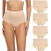 wirarpa Women's Cotton Underwear High Waisted Ladies Panties Full Coverage Briefs 4 Pack (Regular & Plus Size)