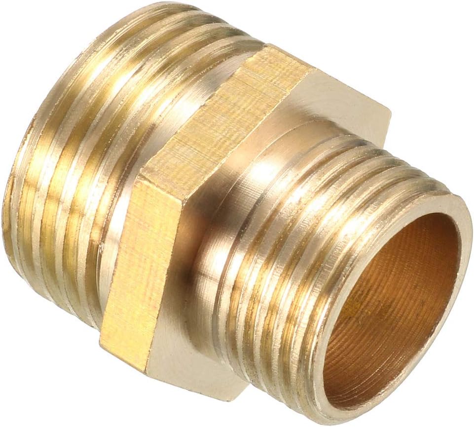 sourcing map Brass Pipe Fitting Reducing Hex Nipple 1/2 BSP Male X 3/8 PT Male Adapter 4pcs, Gold, G1/2 Male x 3/8 PT Male, 4pcs - Image 5