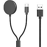 2 in 1 USB-C Magnetic Galaxy Watch Charger for Samsung Galaxy Watch 7/6/5/4/3/Classic, Pro 5/4, Active Watch 2/1, Galaxy Buds/Live/+, 5ft Fast Charging Cable for Galaxy S22/21/20/10 (Max 12W)