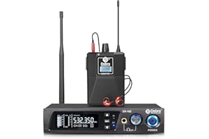 D Debra PRO ST-102 UHF Stereo Wireless in Ear Monitor System, Wireless IEM with Bodypacks and Headsets, Ideal for Stage Studio Speech (1 Bodypack with Transmitter (ER-102))