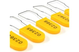 100 PCS Plastic Wire Padlocks, Numbered Plastic Padlocks Security Seals Electric Meter Seal Disposable Anti-Tamper Locks, Yel