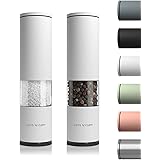 LARS NYSØM Salt and Pepper Mills Set Stainless Steel with Adjustable Ceramic Grinder 2 pieces I Design Spice Mills Set Manual