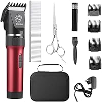 Sminiker Low Noise Cat and Dog Clippers Rechargeable Cordless Pet Clippers Grooming Kit with Storage Bag 5 Speed Professional
