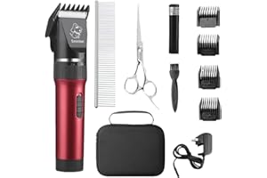Sminiker Low Noise Horses Clippers Rechargeable Cordless Pet Clippers Grooming Kit with Storage Bag 5 Speed Professional Animal Clippers Pet Grooming Kit