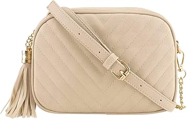 beige quilted crossbody bag