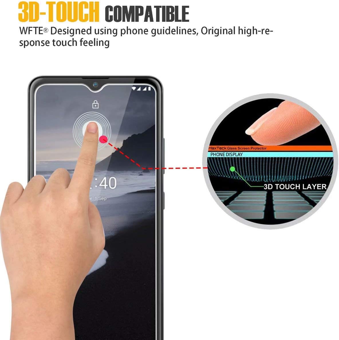 WFTE [2-Pack Screen Protector for Samsung Galaxy A13 4G/5G,Bubble-Free,Dust-Free Premium Tempered Glass Screen Protector - Image 3