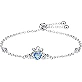 Dreamboat Sterling Silver Claddagh Bracelet for Women Irish Bracelet Green Emerald May Birthstone Luck Scottish Jewelry Irish Gift