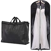 70" Bridal Wedding Gown Garment Bag Extra Large Foldable Portable Travel Dress Cover Hanging Luggage with Pockets for Womens, 8" Gusseted Black