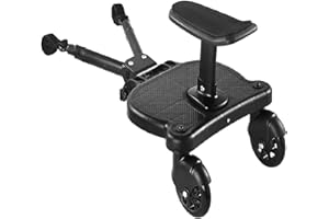 FODMANTAKIN Universal Stroller Board with Detachable Seat, 2in1 Sit and Stand Stroller Glider Board for Most Strollers, Holds Children Up to 55 LBs Stroller Standing Board