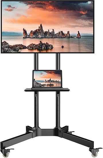Amazon Com Mobile Tv Cart With Wheels For 32 65 Inch Lcd Led