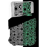 Jay Franco Trend Collector Game On Glow in The Dark Twin Comforter & Sham Set - Super Soft Kids Bedding Features Video Game Contollers - Fade Resistant Microfiber