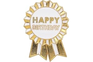 Talking Tables Happy Birthday Metal Birthday Badge Gold White Enamel Rosette Reusable Wearable Accessory for Girls Women Teens Perfect for 16th 18th 21st Celebrations 1.77 Inches
