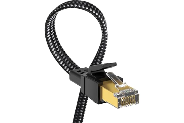 Cat 8 Ethernet Cable 10FT (3 Meters), 40Gbps 2000Mhz High Speed Cat8 Flat Network LAN Patch Cord, Braided SFTP Heavy Duty RJ4