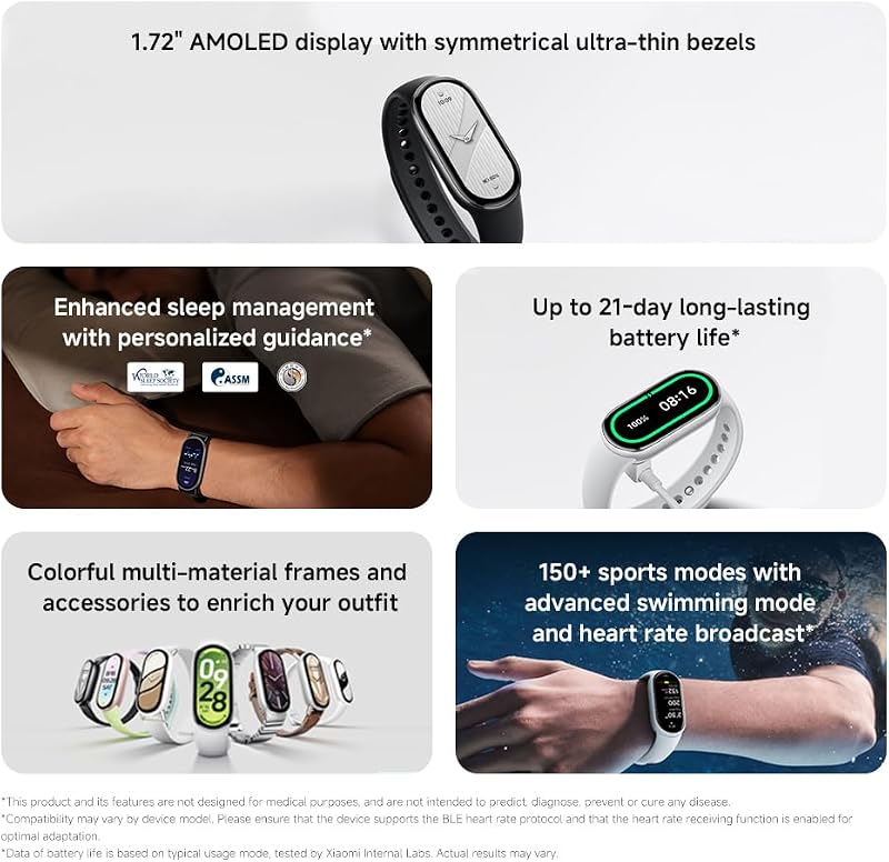 Smart Band 10, Bracelet Connecté, Autonomie 21 jours, noir
