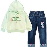 Peacolate 2-7T Spring Fall Little Girls 2pcs Clothing Set T Shirt and Jeans