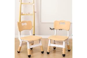 WHY TOYS Adjustable Kid Chairs Indoor 3 Level Adjustable Suitable for Children Age 2-6. Maximum load-bearing 220LBS Suitable for Family Classroom and Nursery Child Seat Set (2-Pack-Beige)