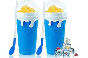 ROEDEER Slushy Cup Maker(2 Pack),Large Slushie Maker Cup 500ml,Silicone Slushie Cup Maker Squeeze Cup,Quick Frozen Magic Slushy Maker Cup,DIY Slush Cup,Cool Stuff Gifts for Kids and Family - Blue+Blue