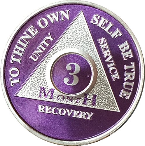 3 Month Purple Silver Plated AA Medallion 90 Day Chip