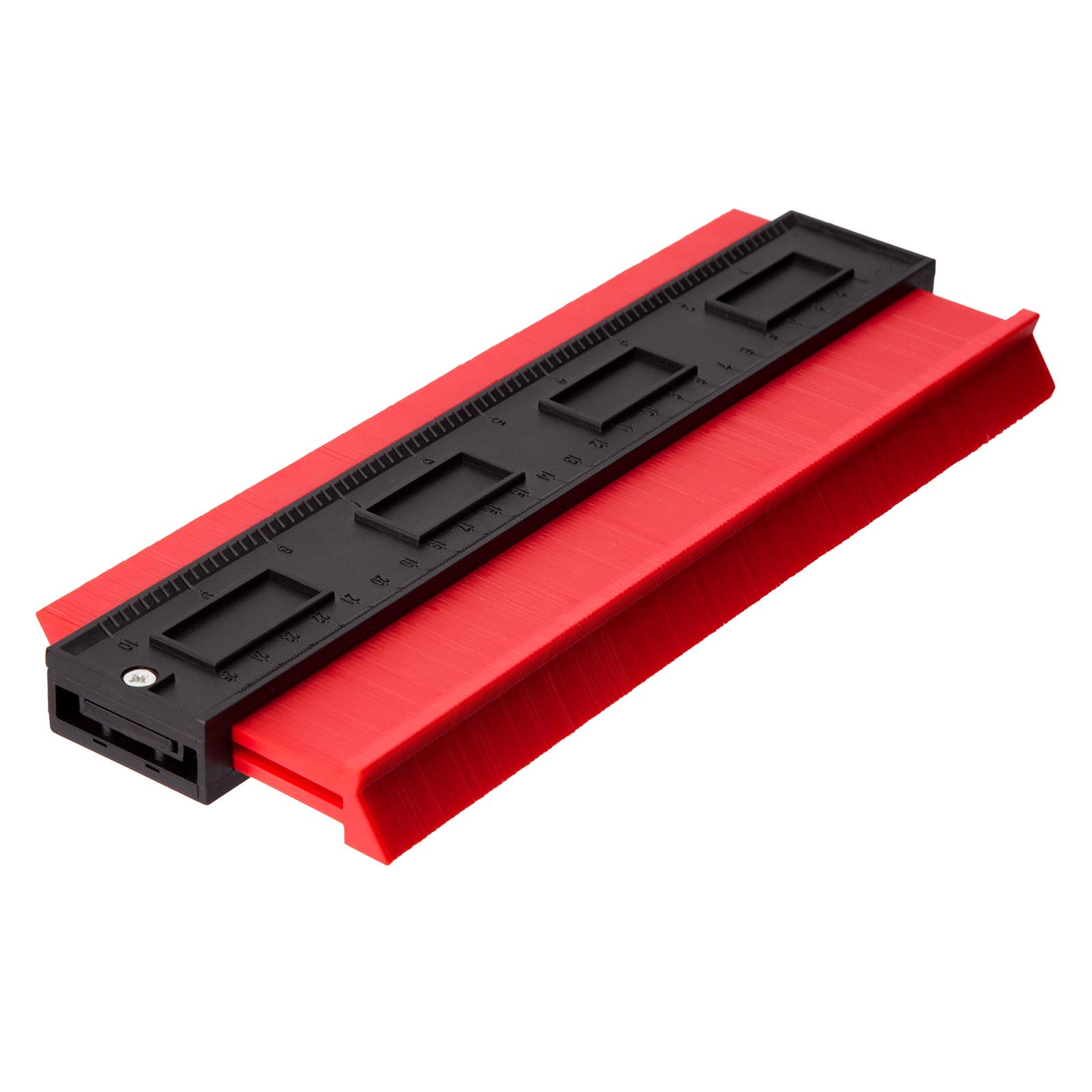 LUTER Plastic Contour Gauge, Profile Gauge Measure Ruler Contour Duplicator for Precise Measurement Tiling Laminate Wood Marking Tool(Red) (10 Inch)