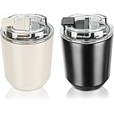 Puraville 2 Pack Insulated Tumblers with Lid, 10 oz Travel Coffee Mug Stainless Steel Vacuum Cup, Leak Proof Double Walled Coffee Tumbler for Iced and Hot Drinks, Black and Cream