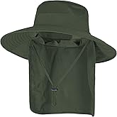 ZOORON Sun Hats for Men Women with Neck Flap Fishing UPF 50+ UV Protection | Breathable Wide Brim Bucket Hat Water Resistant Adjustable Detachable Chin Strap Foldable Lightweight Hiking