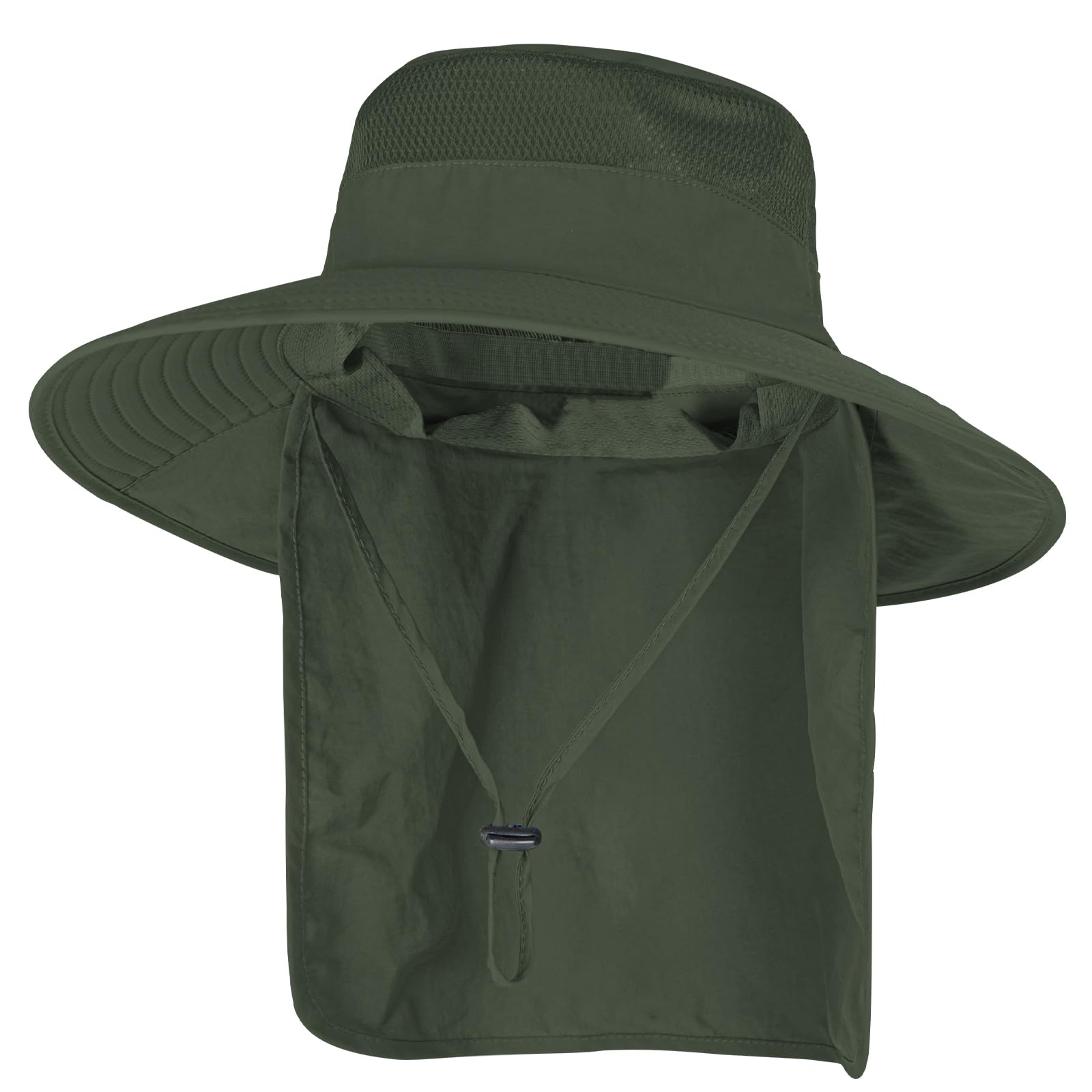 Photo 1 of Sun Hats for Men Women Fishing Hat UPF 50+ Breathable Wide Brim Bucket Hats Summer UV Protection Safari Hat with Neck Flap Army Green