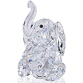 H&D Crystal Cute Elephant Figurine Collection Cut Glass Ornament Statue Animal Collectible