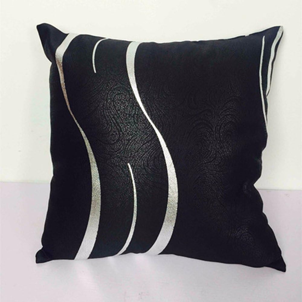 MYRU Black and Silver Decorative Throw Pillow Case, Polyester Square
