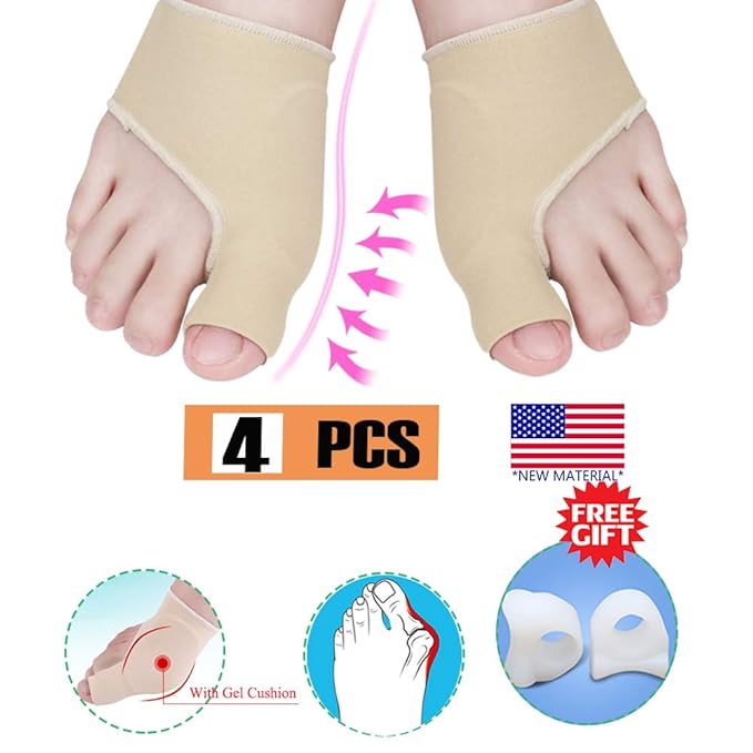 Bunion Sleeve, Gel Pad Bunion Protector (4 Pack), Bunion