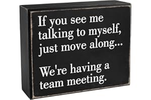 Pigort Funny Office Decor Sign for Cubicle Decor or Desk Decorations for Women Office - Cute Desk Accessories-If You See me talking to myself..5“x6”