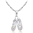 Gemschest 925 Sterling Silver Dance Recital Gifts for Girls Ballerina Necklace Jewelry Cubic Zirconia Ballet Slippers Shoes Necklace for Women Teen Little Girl & Dancer 18"