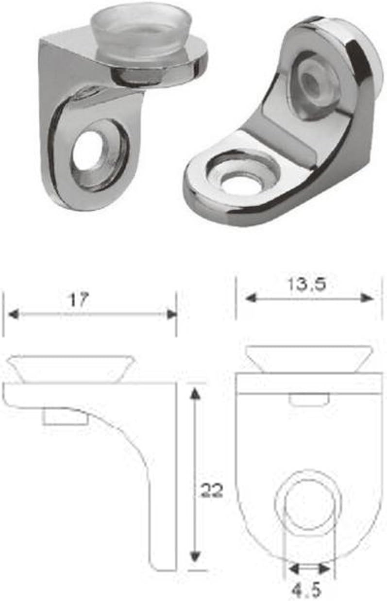 UOOOM 20 pcs Right Angle Fixing Clip Shelf Bracket Suction Cup Base Glass Shelve Support, Silver Tone - Image 3