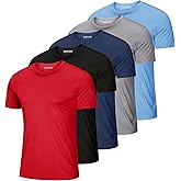 MAGCOMSEN 5 Pack Men's Short Sleeve UPF 50+ Shirts Dry Fit Athletic Rash Guard Workout Running Swim Gym Performance Tshirts