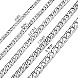 4-8.5MM 16-36 Inches Stainless Steel Curb Chain Necklace Mens Womens Necklace Jewelry