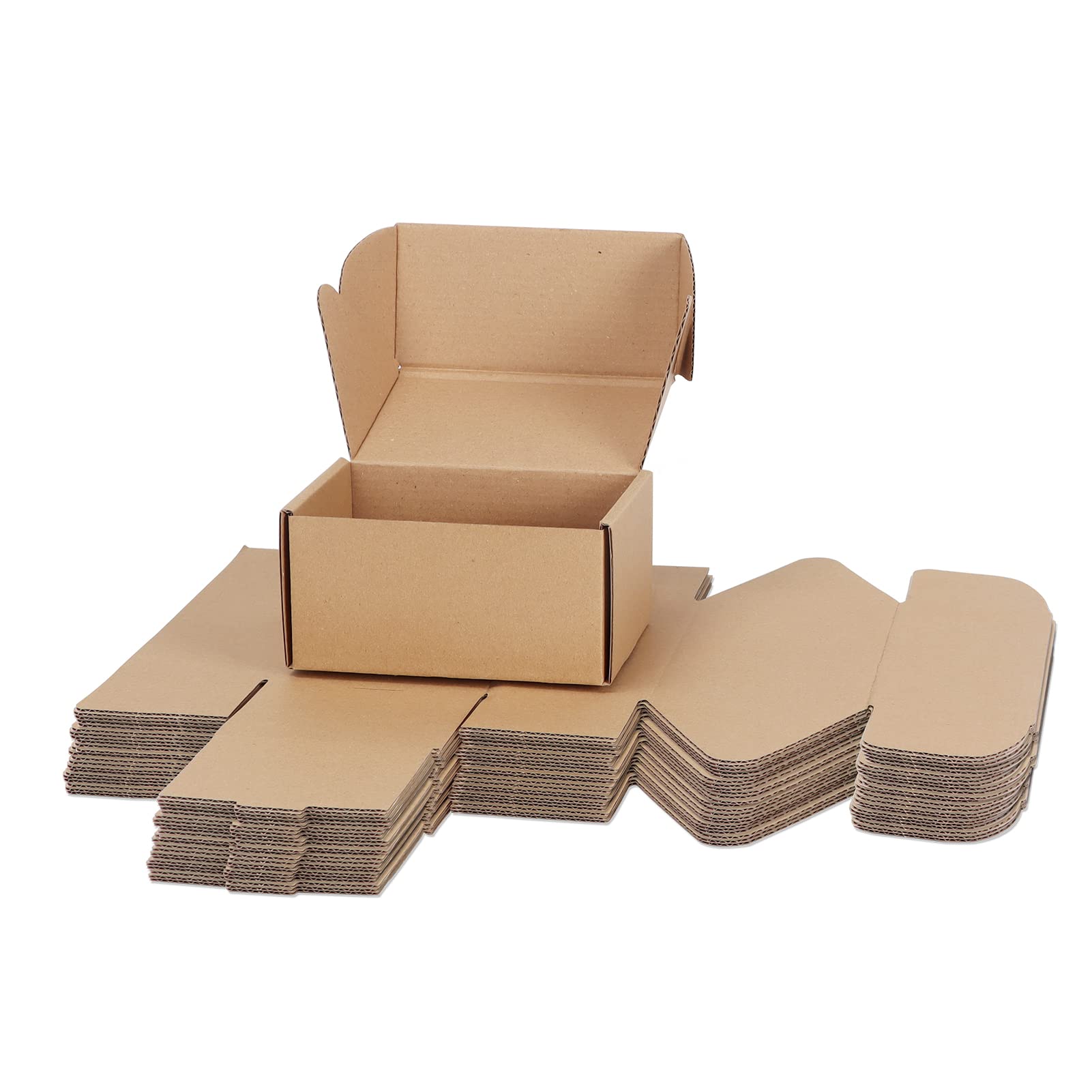 RLAVBL 25 Pack 153x102x76 mm (6x4x3 in) Shipping Boxes Small Brown Corrugated Cardboard Box for Packing Mailing